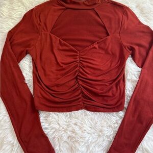 Elegant Rust Long Sleeve Top